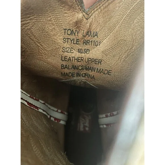Tony Lama 3R Western Work Boots, style RR1101, men’s size 10.5D - Picture 6 of 9